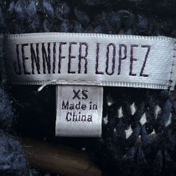 Jennifer Lopez Sweater Navy Cabin Core Cable Knit Cowl Neck Oversized Cozy Warm - Picture 7 of 9